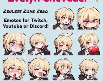 Evelyn Chevalier Zenless Zone Zero Chibi style Emotes for Twitch, Youtube, Discord | Ready to use for Streaming Digital Download