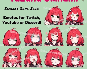 Yuzuha Ukinami Zenless Zone Zero Chibi style Emotes for Twitch, Youtube, Discord | Ready to use for Streaming Digital Download