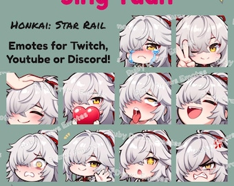 Jing Yuan Honkai Star Rail Chibi style Emotes for Twitch, Youtube, Discord | Ready to use for Streaming Digital Download