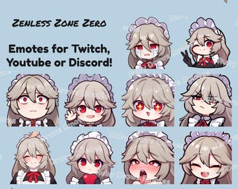 Rina (Alexandrina Sebastine) Zenless Zone Zero Chibi style Emotes for Twitch, Youtube, Discord | Ready to use for Streaming Digital Download