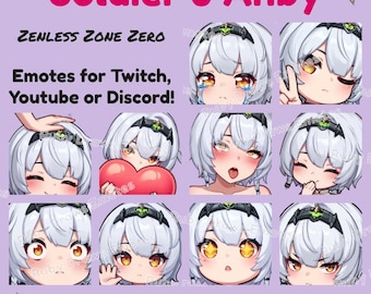 Anby (Solider 0) Zenless Zone Zero Chibi style Emotes for Twitch, Youtube, Discord | Ready to use for Streaming Digital Download