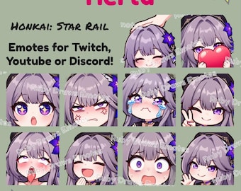 Herta Honkai Star Rail Chibi style Emotes for Twitch, Youtube, Discord | Ready to use for Streaming Digital Download