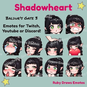 Shadowheart Baldur's Gate 3 Chibi style Emotes for Twitch, Youtube, Discord | Ready to use for Streaming Digital Download