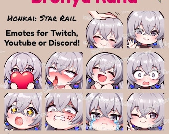 Bronya Rand Honkai Star Rail Chibi style Emotes for Twitch, Youtube, Discord | Ready to use for Streaming Digital Download