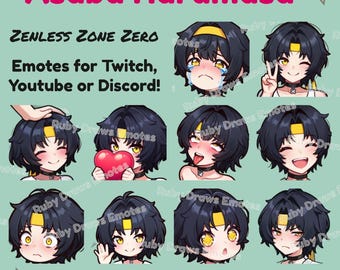 Asaba Harumasa Zenless Zone Zero Chibi style Emotes for Twitch, Youtube, Discord | Ready to use for Streaming Digital Download