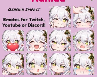 Nahida Genshin Impact Chibi style Emotes for Twitch, Youtube, Discord | Ready to use for Streaming Digital Download