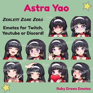 Emote in stile Chibi di Astra Yao Zenless Zone Zero per Twitch, Youtube, Discord / Pronte all'uso per lo streaming digitale Download