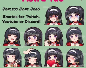 Emotes estilo Chibi de Astra Yao Zenless Zone Zero para Twitch, Youtube, Discord / Listos para usar para transmisión digital Descarga digital