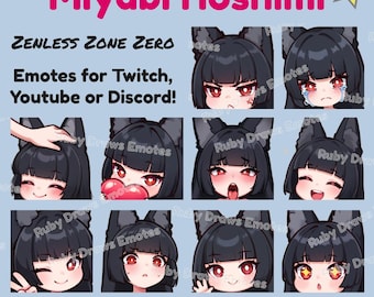 Miyabi Hoshimi Zenless Zone Zero Chibi style Emotes for Twitch, Youtube, Discord | Ready to use for Streaming Digital Download
