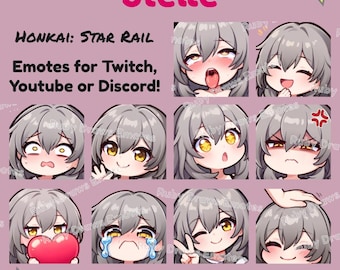 Stelle (Trailblazer) Honkai Star Rail Chibi style Emotes for Twitch, Youtube, Discord | Ready to use for Streaming Digital Download