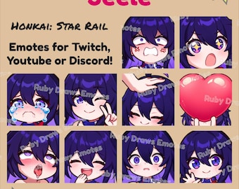 Seele Honkai Star Rail Chibi style Emotes for Twitch, Youtube, Discord | Ready to use for Streaming Digital Download