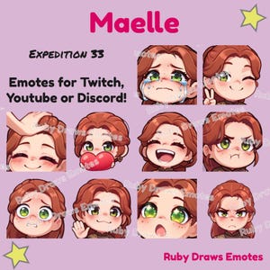 Maelle Clair Obscur Expedition 33 Emote in stile Chibi per Twitch, Youtube, Discord / Pronte all'uso per lo streaming e il download digitale