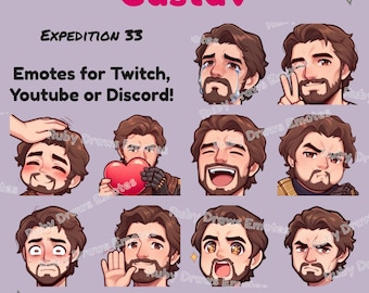 Gustav Clair Obscur-expeditie 33 emotes in chibi-stijl voor Twitch, Youtube en Discord | Klaar voor gebruik voor streaming digitale download