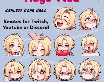 Hugo Vlad Zenless Zone Zero Chibi style Emotes for Twitch, Youtube, Discord | Ready to use for Streaming Digital Download