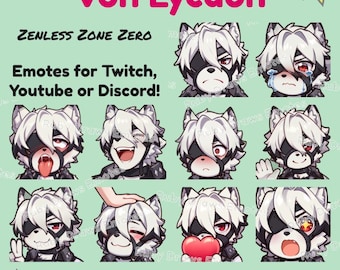 Von Lycaon Zenless Zone Zero Chibi style Emotes for Twitch, Youtube, Discord | Ready to use for Streaming Digital Download