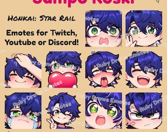Sampo Koski Honkai Star Rail Chibi style Emotes for Twitch, Youtube, Discord | Ready to use for Streaming Digital Download