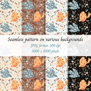 Birds and flowers seamless pattern on various backgrounds. Digital file for commercial use