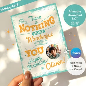 Cartão de aniversário personalizado para meninos com nome e foto | Doce surpresa para o grande dia | Para ele