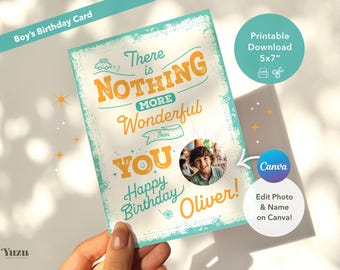 Custom Boys Birthday Card with Name & Photo | Sweet Surprise for the Big Day | For Him