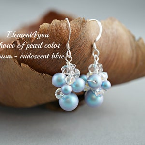 Bruidsoorbellen druivencluster | Draadgewikkelde sieraden | Swarovski-parels en -kristallen | Unieke oorbellen | Keuze uit zilver of roségoud