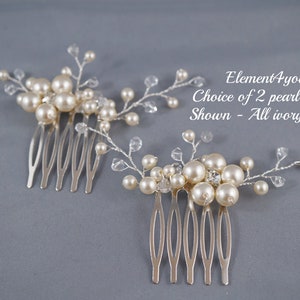 Bridal comb, Wedding hair comb, Set of 2, Ivory champagne pearls hair piece, Wedding hair accessories, Bridesmaid hair comb headpiece image 4