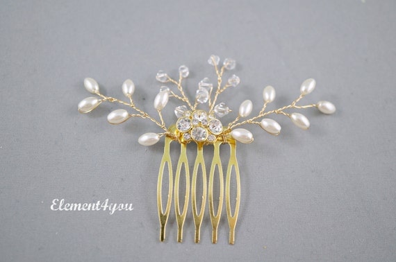 Small Gold Rhinestone Comb Bridal Hair Comb Rice Shaped Etsy