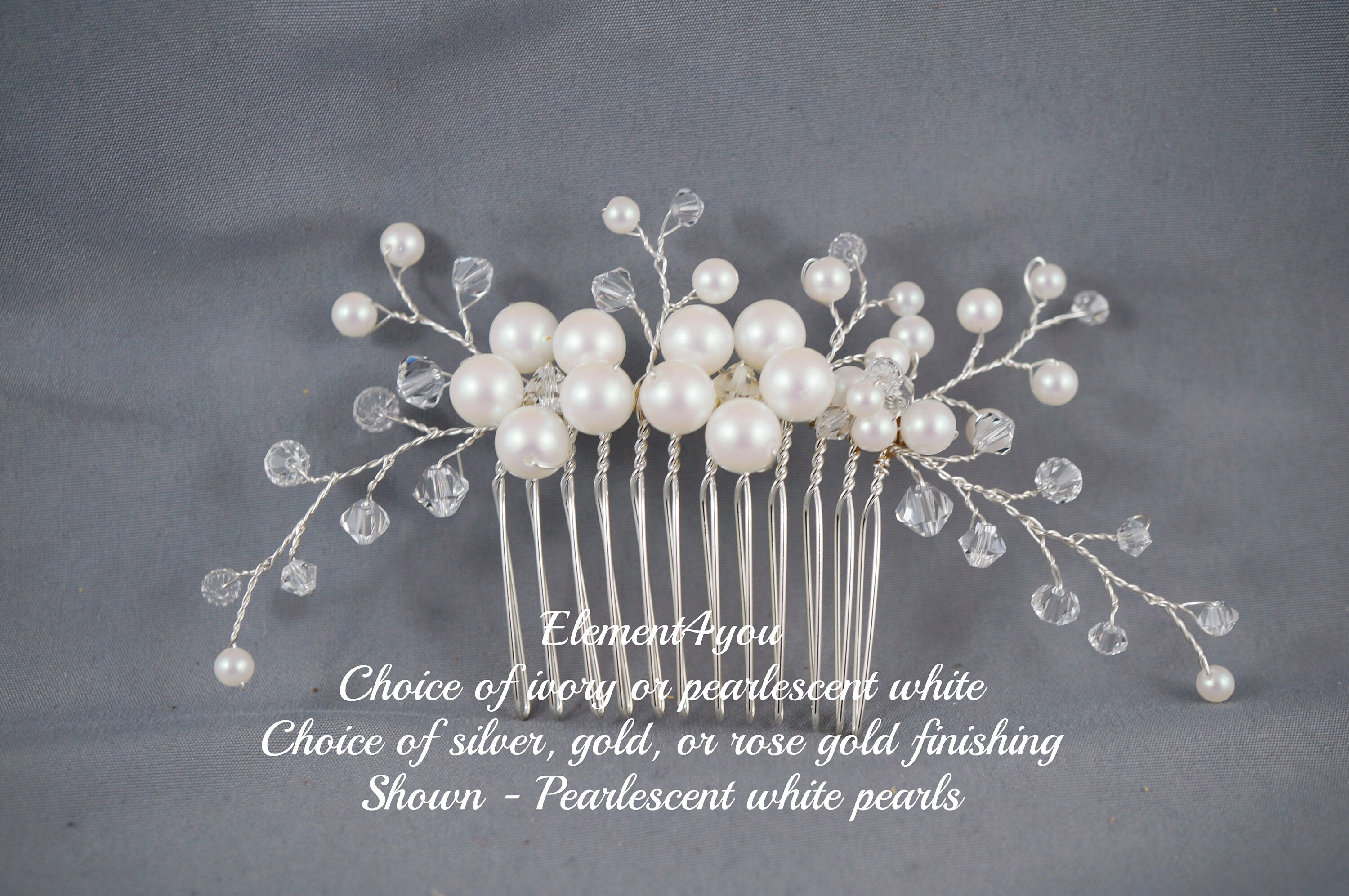 Bridal Hair Comb Ivory Pearl Leaf White Accessory Vintage Wedding Clip Amazon.com : PRETTYLIFE Pearls Flower Hair Clips 2pcs Bridal  main image 3