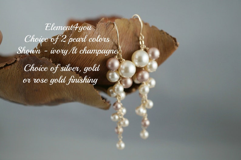 Bridal Earrings. Long Pearl Clusters Earrings Statement Ivory Etsy