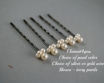 Set of 5 wedding clip Ivory bridal hair pin Bobby pins Crystal pearls wedding accessories Flower girl Bridal party gift hairdo Beaded