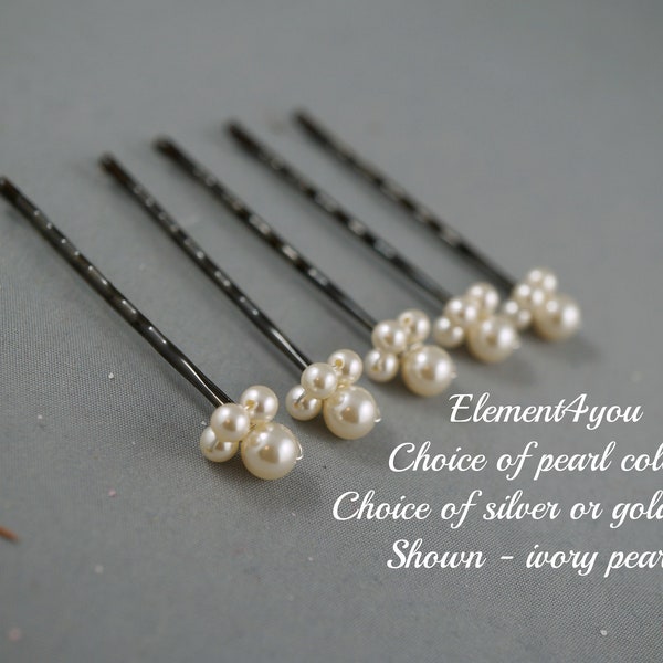 Set of 5 wedding clip Ivory bridal hair pin Bobby pins Crystal pearls wedding accessories Flower girl Bridal party gift hairdo Beaded