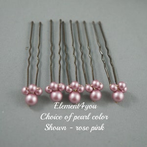 Bridal Beaded U-Shaped Hair Pins | Set of 5 Swarovski Ivory Pearls | Wedding Hair Accessories | Personalized Pearl Color | Summer Hair Pins
