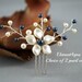 FLOWER hair comb, Bridesmaid accessories, Champagne ivory pearls, Somehting blue Wedding hair piece, Flower Girl, Small Hair fascinator