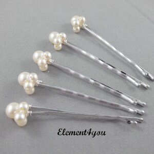 Set of 5 wedding clip Ivory bridal hair pin Bobby pins Crystal pearls wedding accessories Flower girl Bridal party gift hairdo Beaded image 5