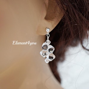 Swarovski Bridal Crystal Earrings | Sparkly Clear Crystal Drop Earrings | Wedding Gift for Bridesmaids | Simple Silver Bridal Earrings