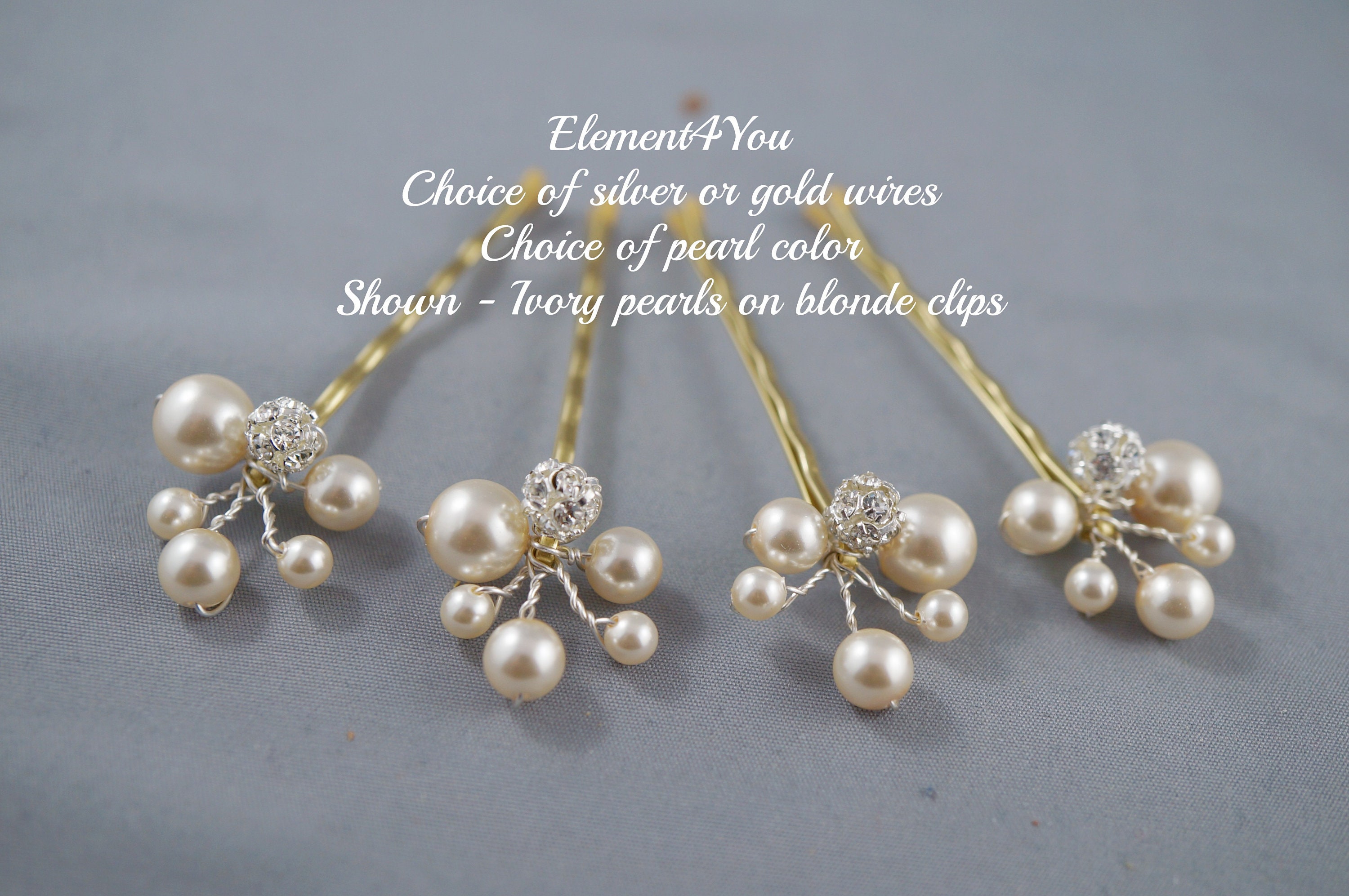 Elegant Gold and Pearl Hair Accessories 4 Piece Wedding‎ Set October Gold Leaves and Pearl Wedding Hair Pin main image 4