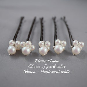 Set of 5 wedding clip Ivory bridal hair pin Bobby pins Crystal pearls wedding accessories Flower girl Bridal party gift hairdo Beaded image 3
