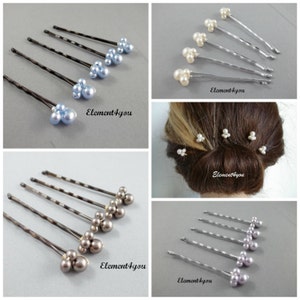 Set of 5 wedding clip Ivory bridal hair pin Bobby pins Crystal pearls wedding accessories Flower girl Bridal party gift hairdo Beaded image 7