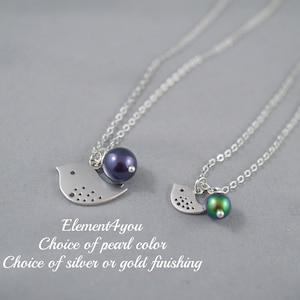 Two Bird Necklace Set | Mother Daughter Charms | Sisters Jewelry | Mommy Necklace Set | Gift for Mom Handmade Pendant Set with color choice