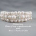 BRIDAL BRACELET - Cuff Pearlescent white or ivory pearls Three stranded Bridal jewellery Wedding Maid of honor gift Multi strands Rhinestone 