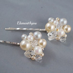 Wedding Set of 2 Pearl Bobby Pins | Bridal Hair Pins | Beaded Hairpiece | Bridesmaid Gift | Wedding Hair Accessories | Pearl Hair Clips