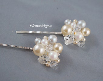 Wedding set of 2 Pearl bobby Bridal Hair pins Hair piece Bridesmaid gift Wedding hair accessories Beaded pins Pearl hair clips