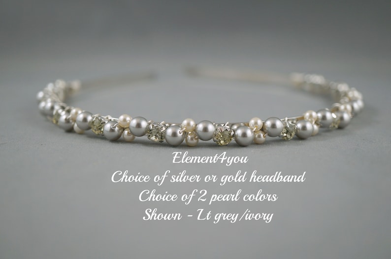 WEDDING HEADBAND Navy Blue Ivory Pearls Headband Bridal Etsy