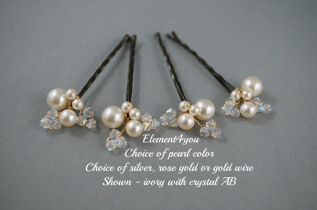 Pear Bear Pearls And Stones Studded White Hair Clip