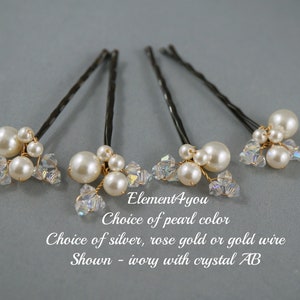 HAIR CLIPS - Pearl crystals Bridal Ivory Cream Champagne Swarovski Pearls Wedding Hair Pieces Accessories Bride Bridesmaid Gold hair stylist