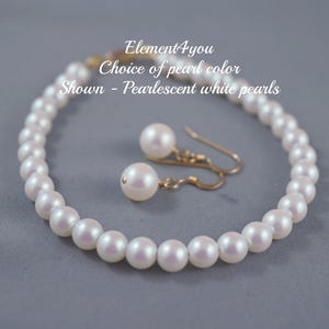 Pearl Bracelet Set | Bridesmaid Jewelry | Classic Pearl Bracelet & Earrings Set | Bridal Party Gift | Elegant Spring Wedding Bridesmaid Gift