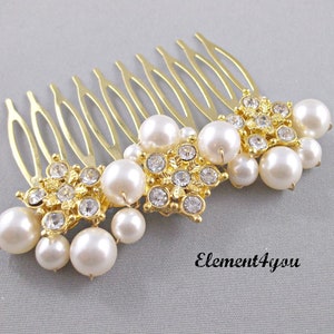 Bridal Pearl Wedding Comb Accessories Swarovski pearls Flower Rhinestone Clusters Ivory Silver Gold Fascinator Headpiece Bride hair piece image 4