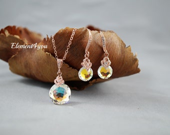 Parure plaqué or clé coeur cristal swarovski eleme - Achat / Vente