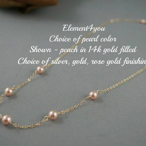 Colar de noiva | Ouro rosa 14k preenchido | Pérola Swarovski com miçangas | Azul, marfim, rosa | Joias flutuantes delicadas | Presente de casamento para madrinhas