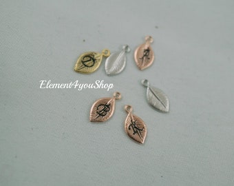 ADD ON Leaf Charm - Choice of with or without hand stamped initial - Choice of Silver, Gold or Rose Gold Leaf