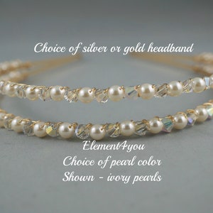 Swarovski Pearl & Crystal Bridal Headband | Double Row Wedding Hair Accessory